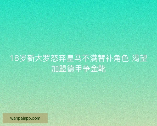 18岁新大罗怒弃皇马不满替补角色 渴望加盟德甲争金靴